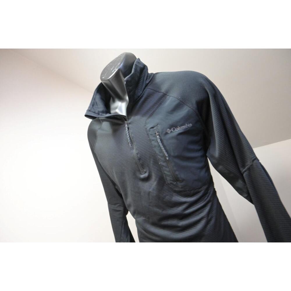 Columbia 1/4 Zip Athletic Jacket Hiking Camp Sweater Black Mens Sz Large